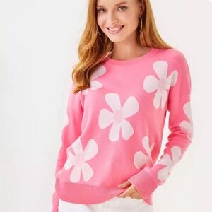 Lilly Pulitzer Tensley Pink and White Floral Sweater
